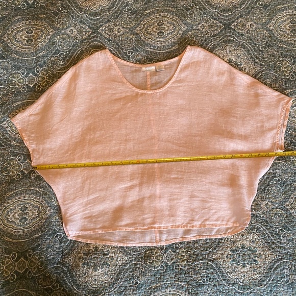 Sigrid Olsen Pale Pink Linen Batwing Sleeve Top, Size Large - Picture 5 of 9